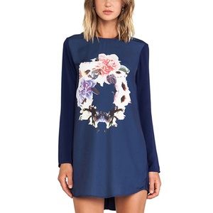Navy Ring of Roses long sleeve dress